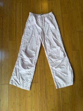 Zara Pastel Pink Elastic Waist Wide Leg Pants